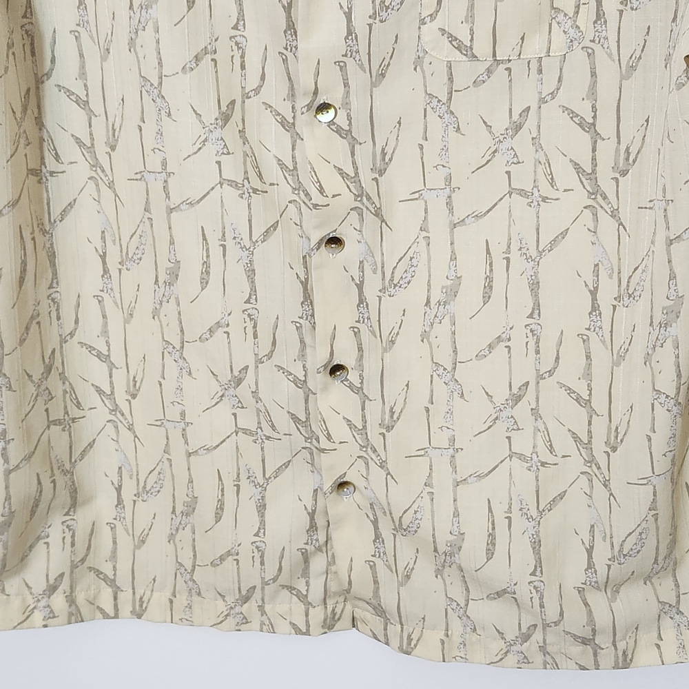 Van Heusen Pale Yellow Bamboo Print Short Sleeve Button Down Shirt Size XL - Picture 3 of 7